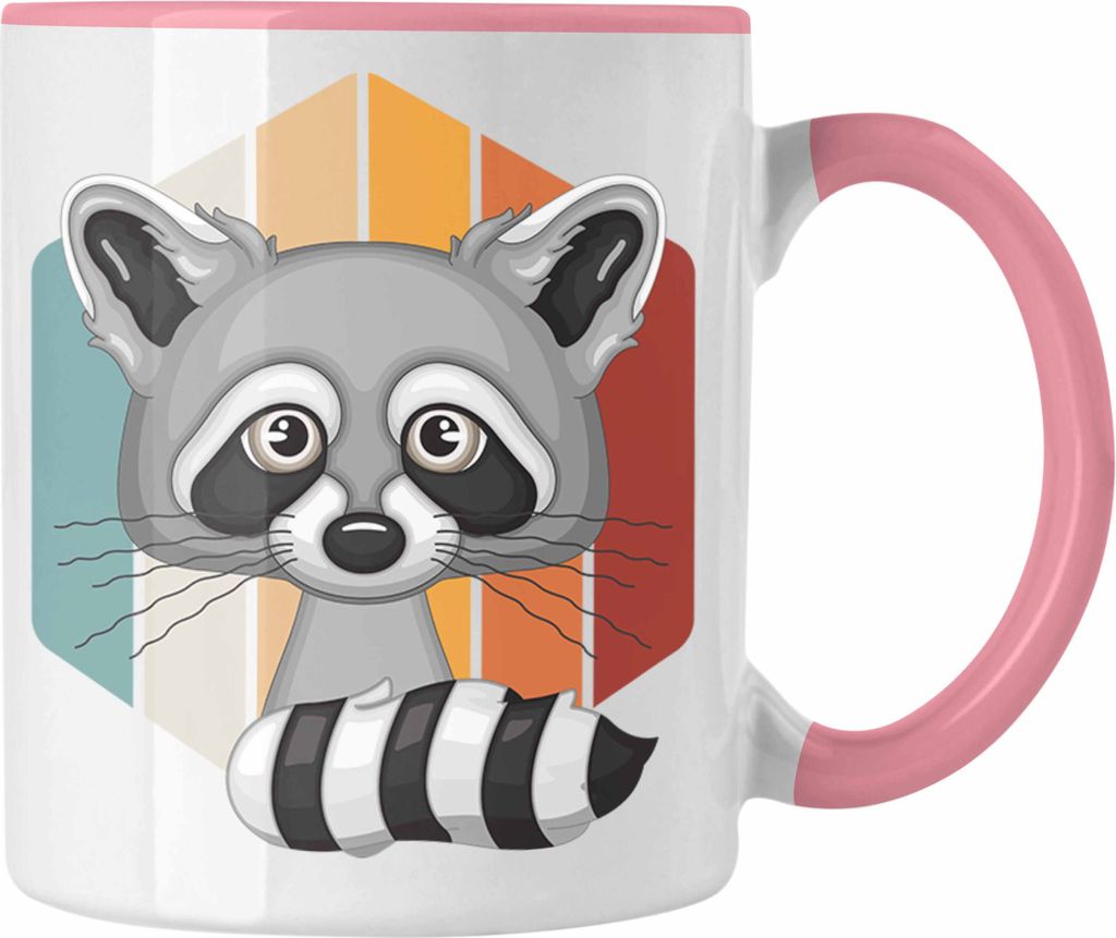 Trendation - Vintage Waschbär Tasse Geschenk (Rosa)