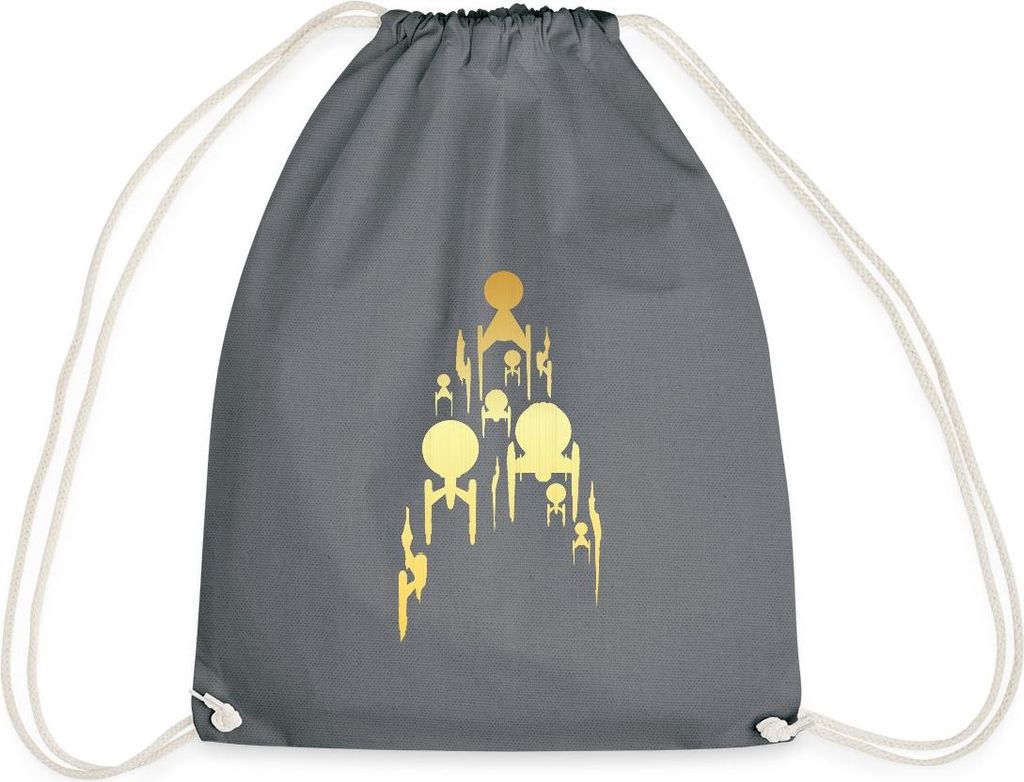 Spreadshirt Star Trek Discovery Gold Raumschiff Turnbeutel, One size, Grau