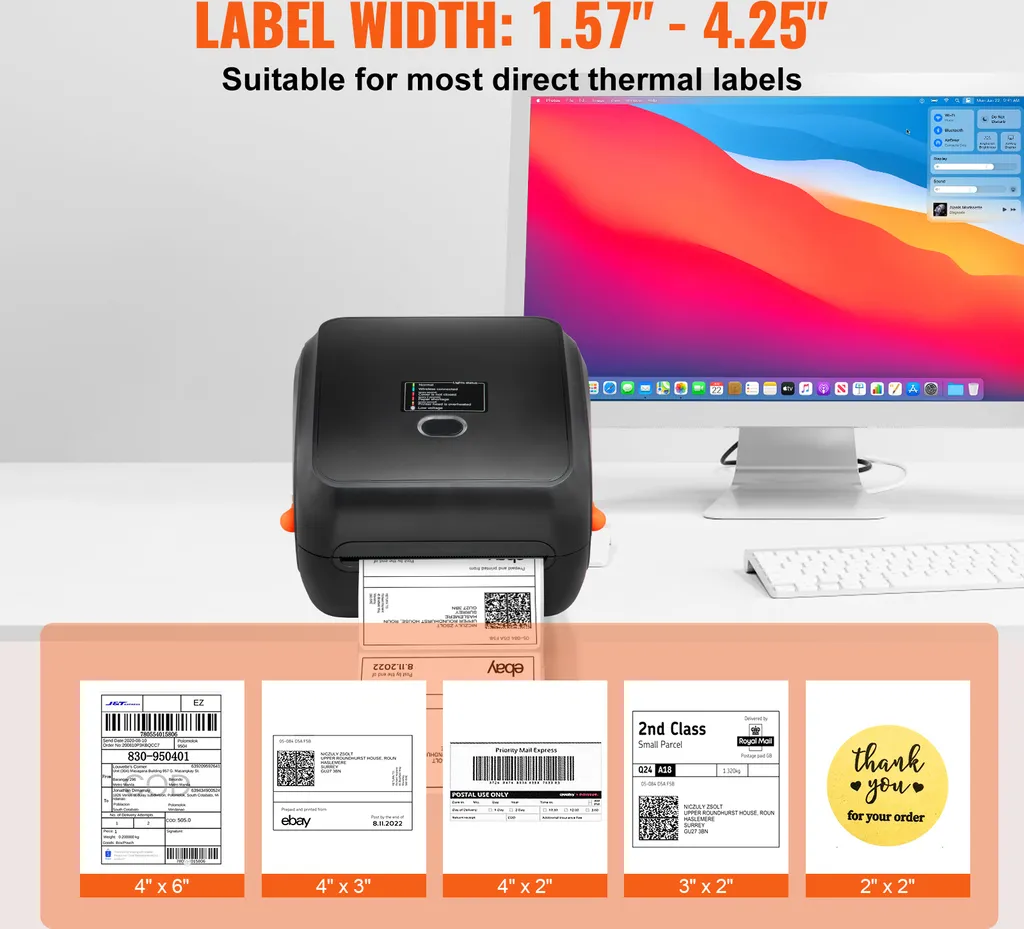 SucceBuy 300 DPI stampante termica per etichette di spedizione 4 x 6, Bluetooth senza fili con riconoscimento automatico delle etichette, supporta Windows/MacOS/Linux/Android/iOS, compatibile con Amazon, eBay, Etsy ecc. - 5
