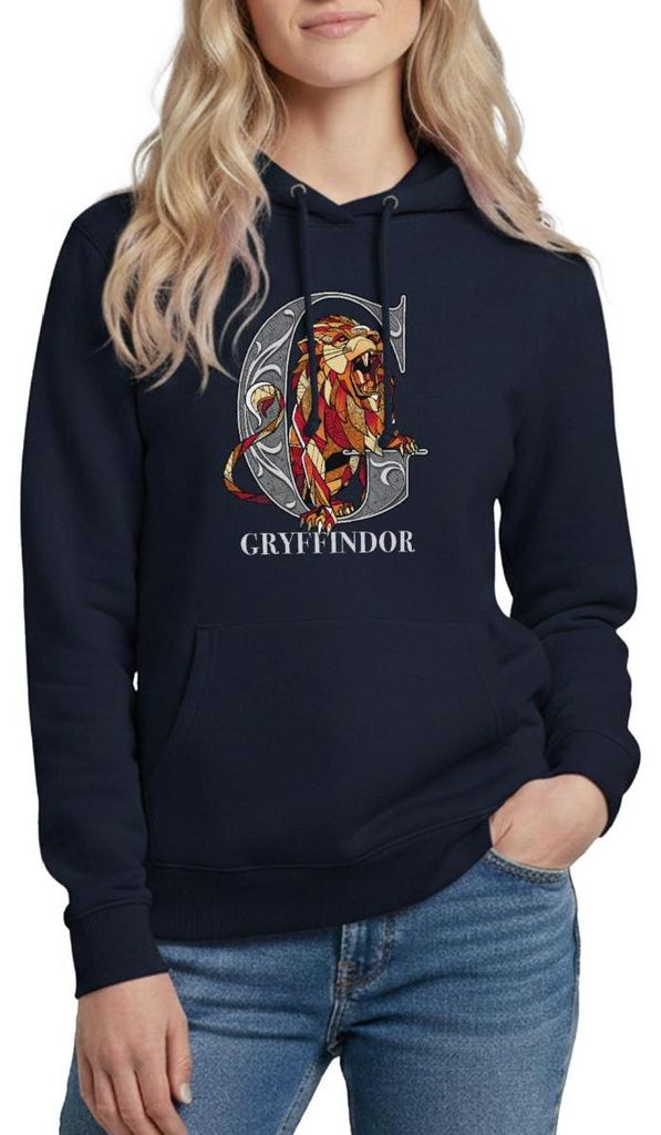 Spreadshirt Harry Potter Gryffindor Gold monochrom Damen Hoodie, L, Navy