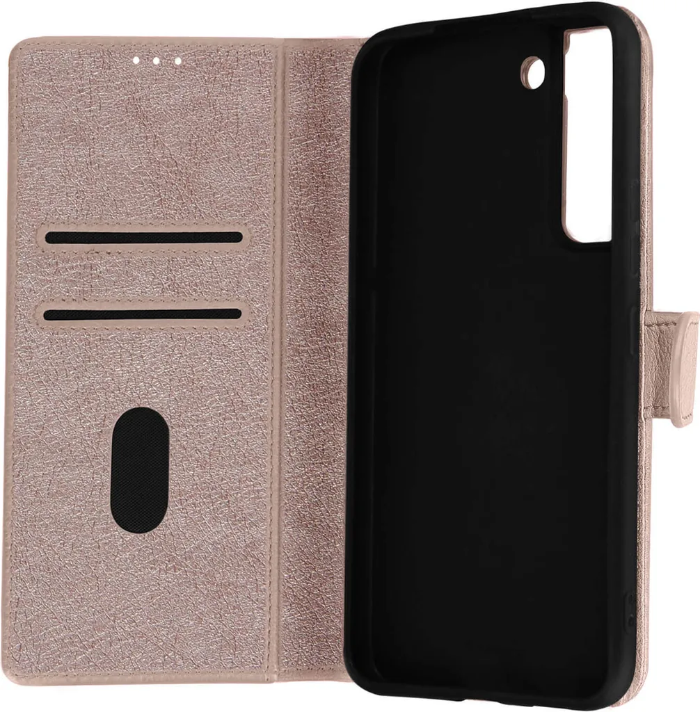 Custodia in Pelle finta con funzione di supporto per Samsung Galaxy S22 - Oro rosa