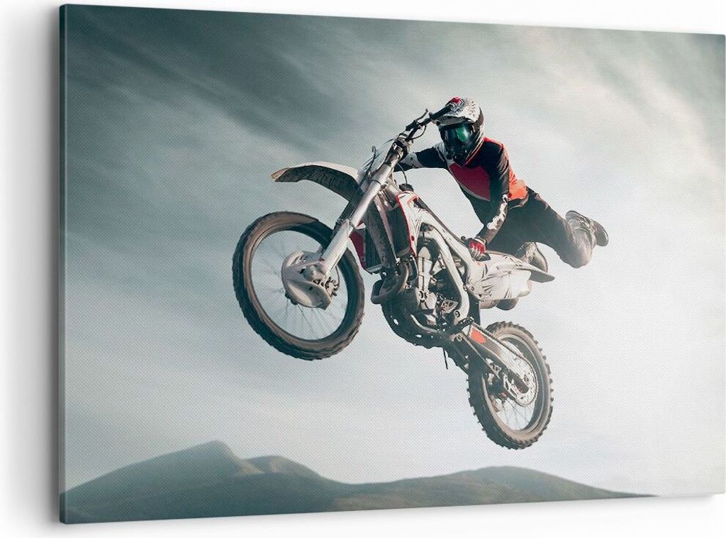 Bild auf Leinwand - Leinwandbild - Motor Sport Helm - 120x80cm - Wand Bild - Wanddeko - Wandbilder - Leinwanddruck - Bilder - Kunstdruck - Wanddeko...