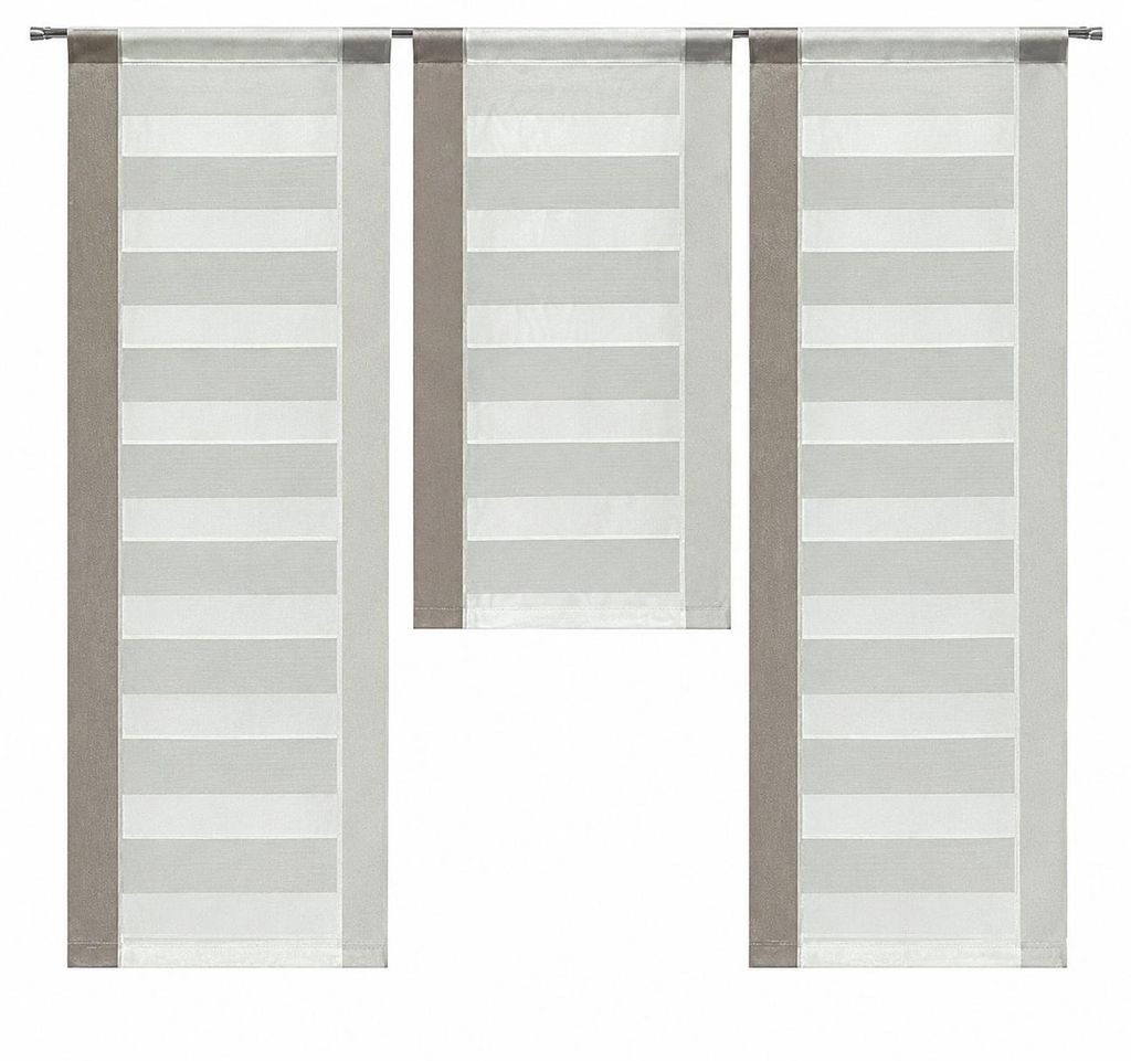 Design Mini Flächenvorhang Set braun beige Schiebevorhang Produktbild 