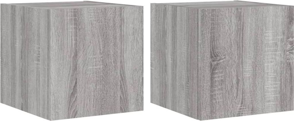vidaXL TV-Wandschränke mit LED-Leuchten 2Stk. Grau Sonoma 30,5x35x30cm