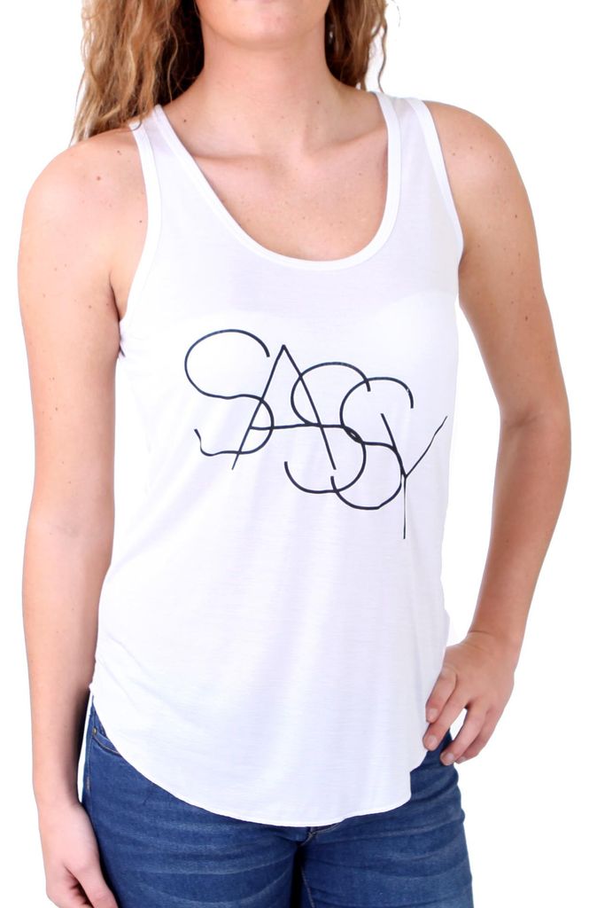 Madonna Tank-Top Damen "SASSY" Rundhals Body mit Aufdruck MF-406986 Weiß M