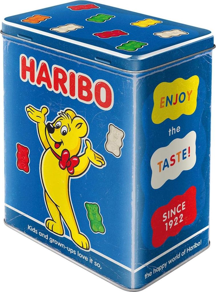 Nostalgic-Art Retro Vorratsdose L, 3 l, HARIBO – Enjoy the Taste blue – Geschenk-Idee für Naschkatzen, Original Lizenzprodukt (OLP), Große Bl...
