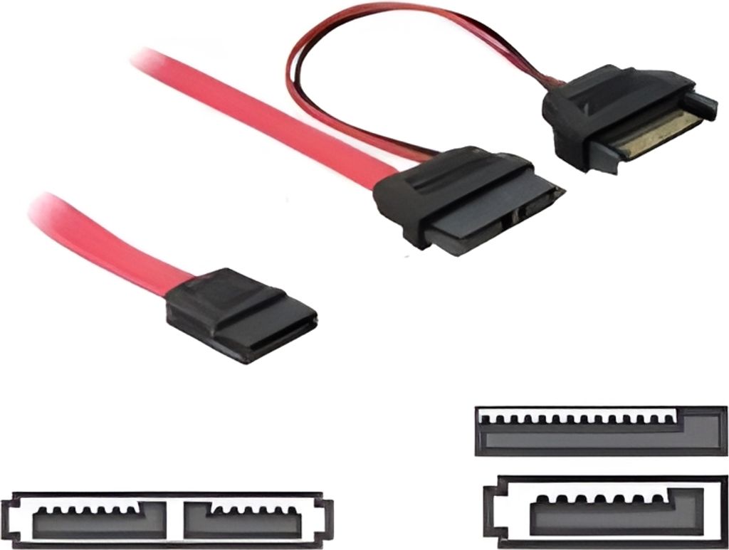 DeLOCK SATA cable, 0.5m, 0,5 m, Samec/samice, Červená Obrázek produktu 