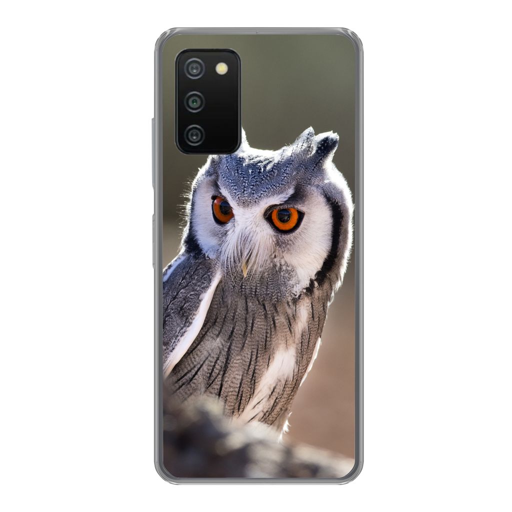 MuchoWow Handyhülle Schutzhülle Hülle für Samsung Galaxy A03s Eule - Makro - Tier Silikon Softcase Handy Hülle - Schutz