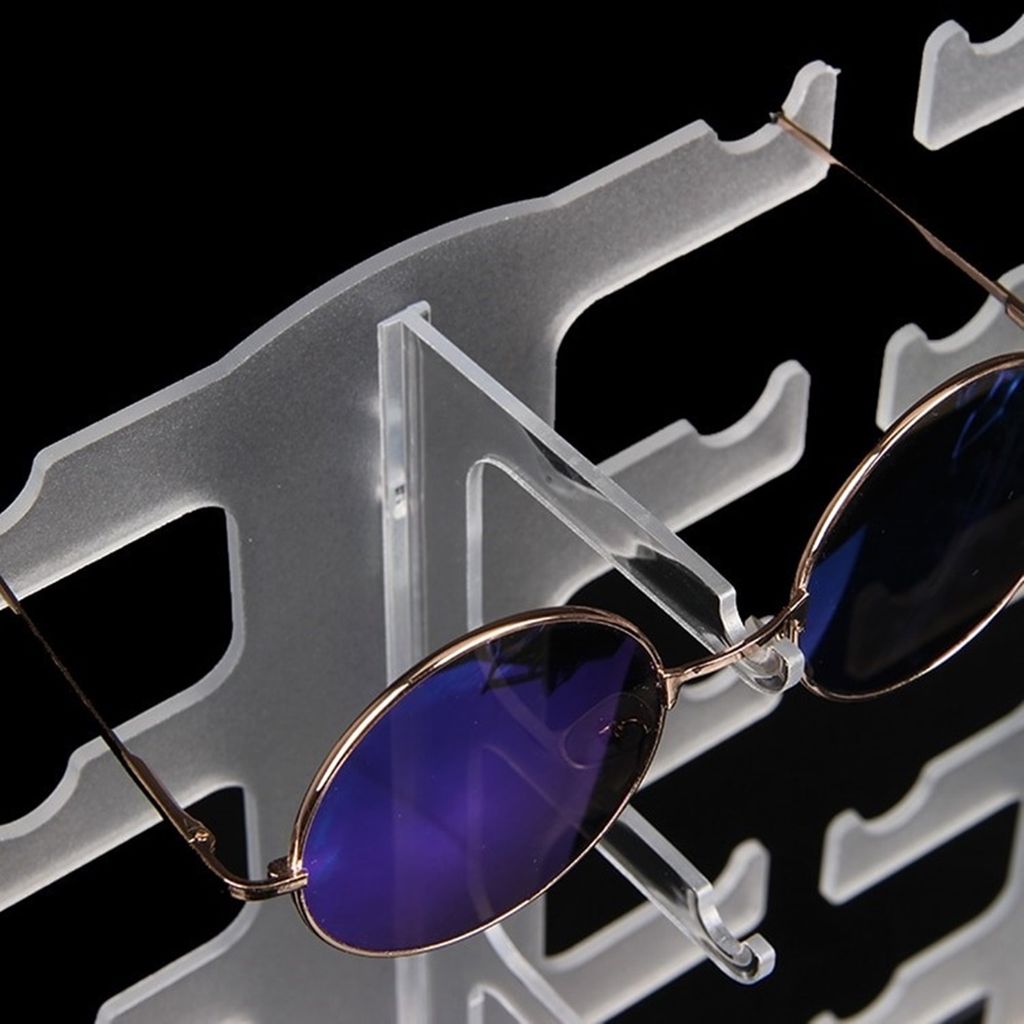 Brillenständer, um 360 Grad drehbarer Acryl-Sonnenbrillenhalter,  transparenter Brillenständer, Desktop-Organizer