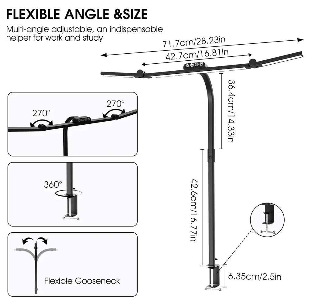 Lampe de bureau tactile avec tête orientable et 5 modes de couleur - 2