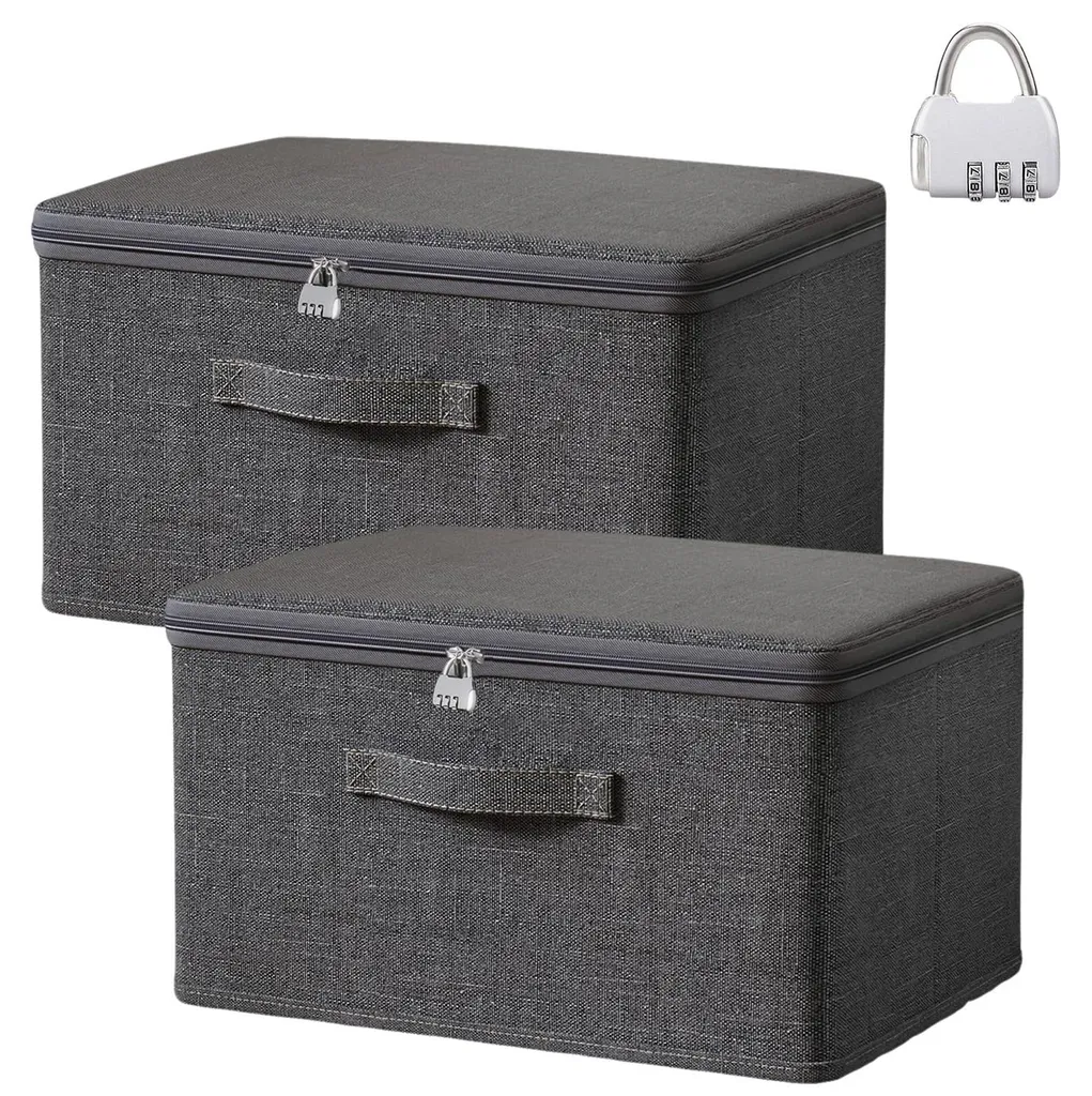 Rangement Sécurisé pour Vêtements et Bonbons, Lot de 2 Bacs Verrouillables