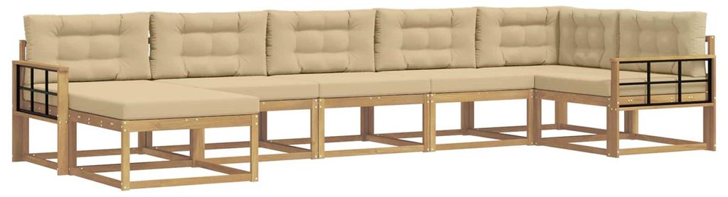 vidaXL Outdoor-Sofagarnitur mit Kissen 7 pcs Weiß und Beige