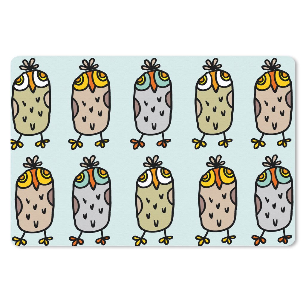 MuchoWow Mauspad Mousepad Muster - Eule - Blau 27x18 cm - Mousepads - Maus Mat - Pad - Mausunterlage - Büroartikel - Desk Matten