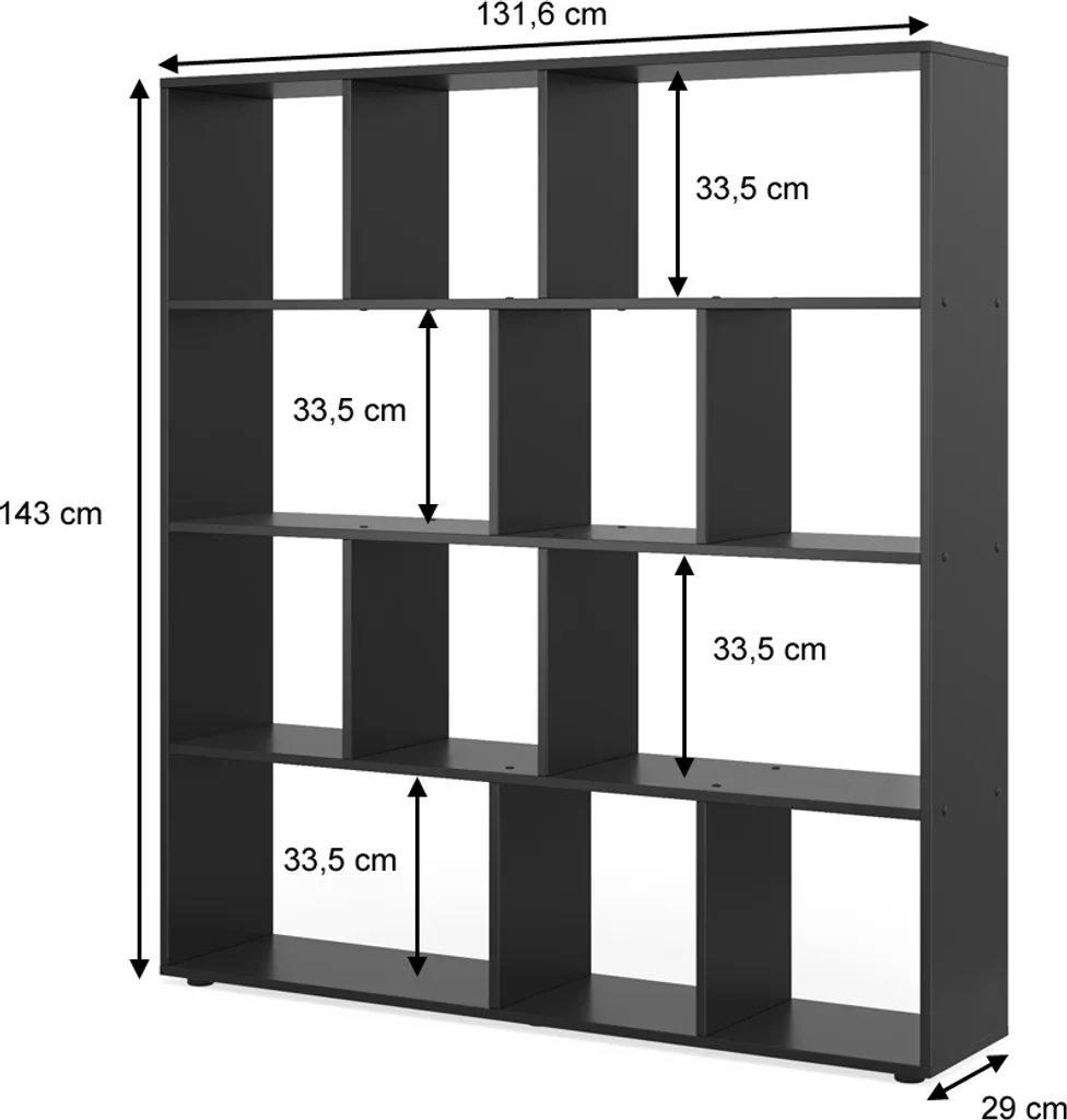 Séparateur de Pièce Noir Vicco Pilar 143cm - Organiser Salon et Bureau