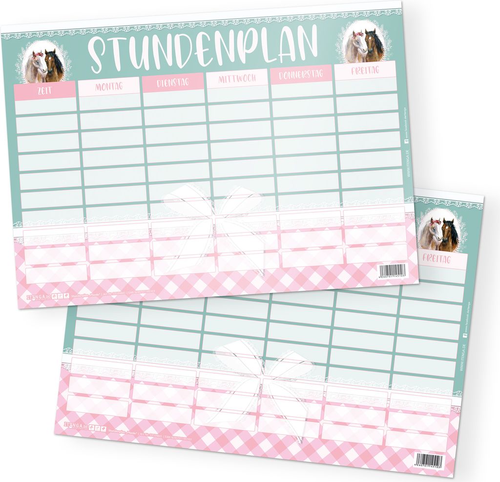 itenga Stundenplan Pferde DIN A4  einseitig abwischbar Produktbild 