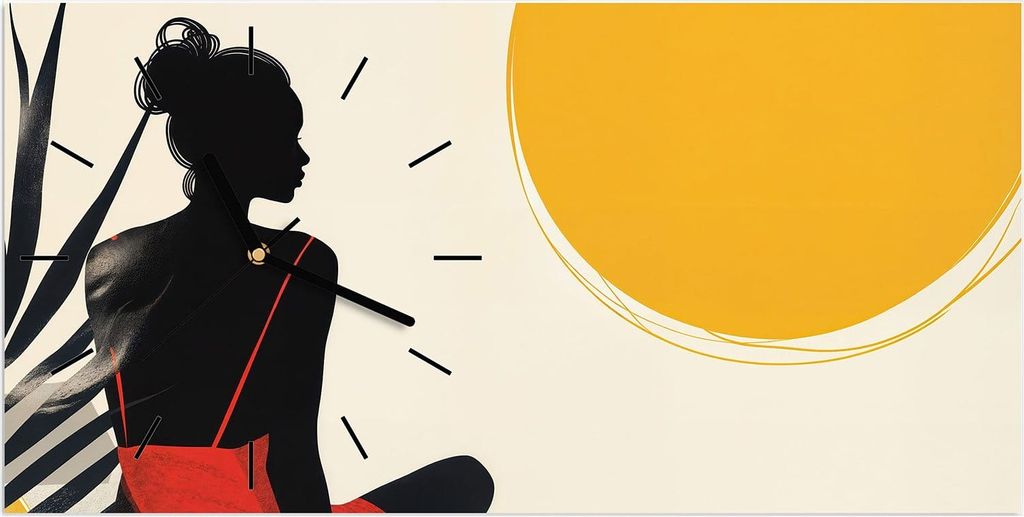 Wanduhr aus Glas mit Motiv Sonnenbaden- 60 x 30 cm - inkl. Aufhängesystem