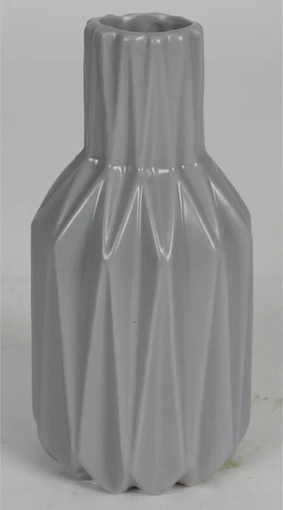 Vase céramique gris design élégant avec relief rainuré lot de 8 pièces