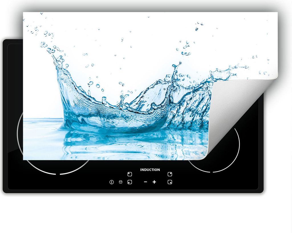 DarHaus Herdabdeckplatte 90x52 cm Anti Rutsch Matte Aufrollbar, weiß - Wasser