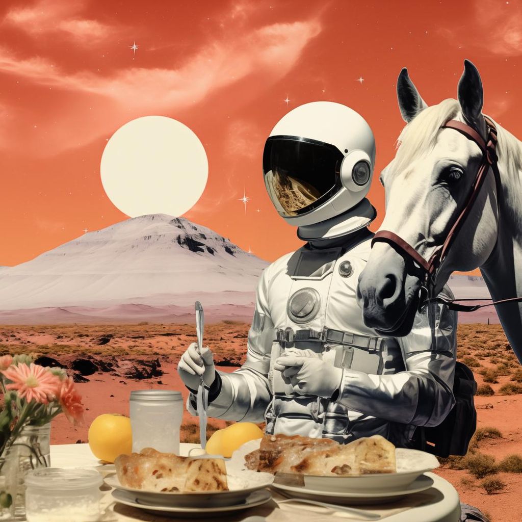 Plakat 30x30cm Abendessen auf dem Mars