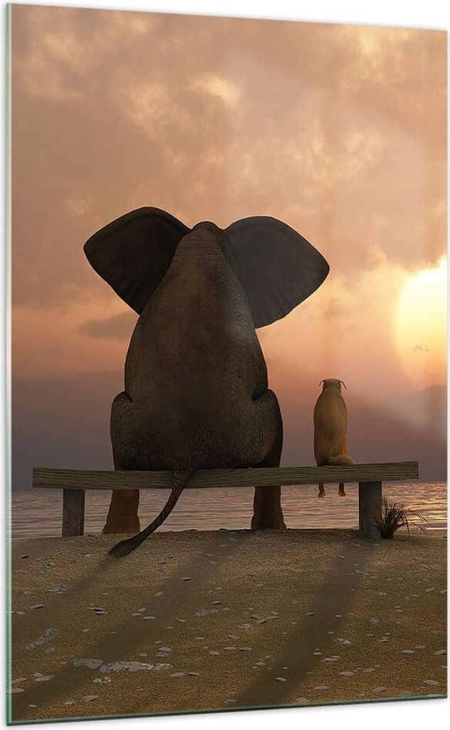 Bilder auf glas - Einteilig - Elefant Ufer Meer - 70x100cm Produktbild 
