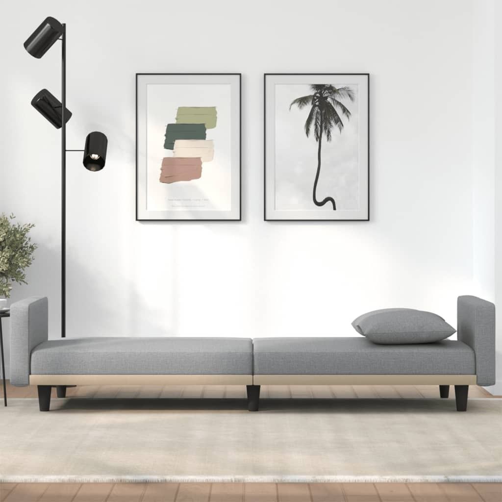 Cloris Designermöbel Schlafsofa mit Kissen Hellgrau Stoff 2024 Neu