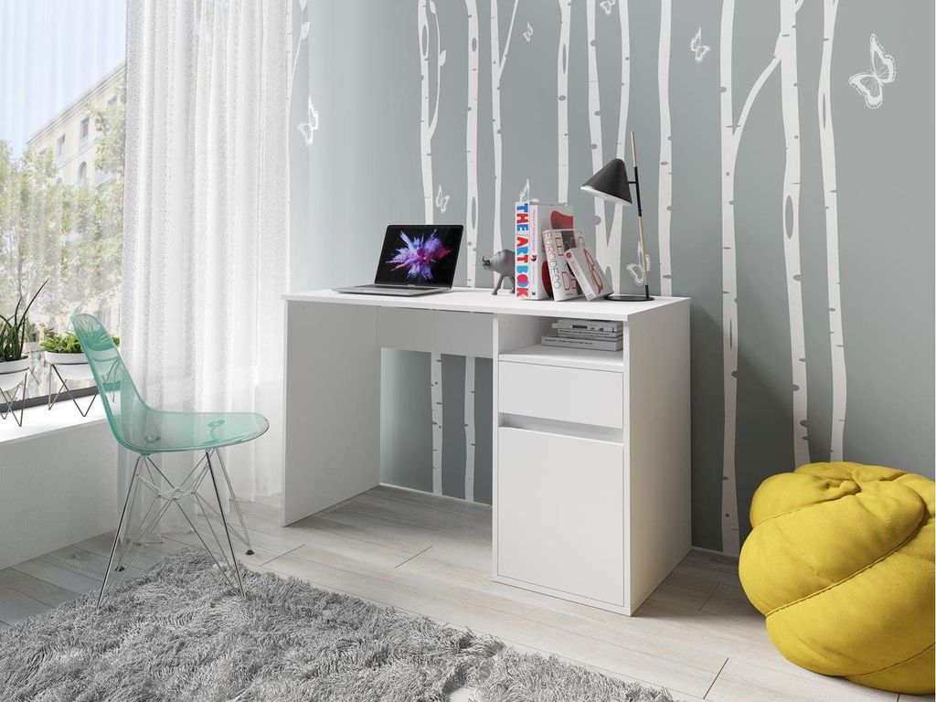 COROZAL weißer Schreibtisch 120x75,5x53 cm (BxHxT) mit Produktbild 