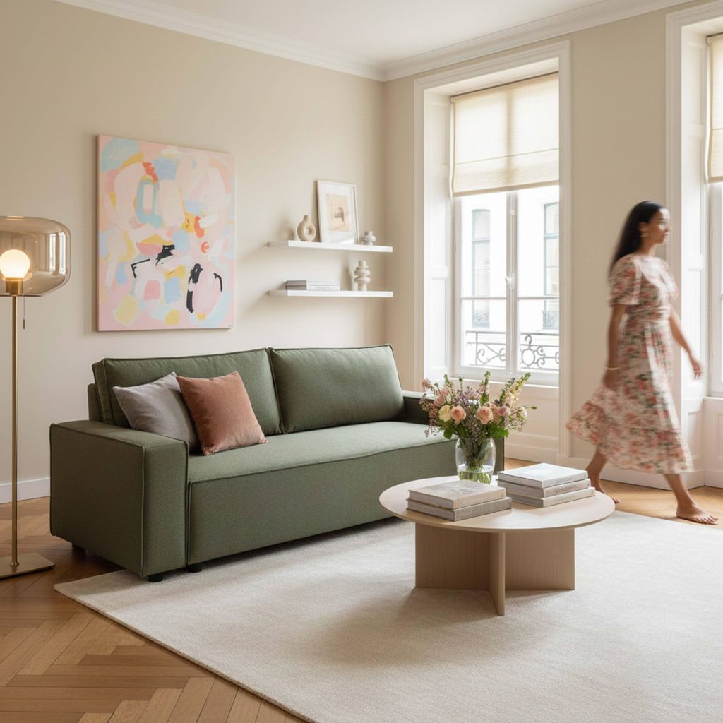 Grünes 3-Sitzer-Sofa aus Stoff L 220 cm - Oviala Franck