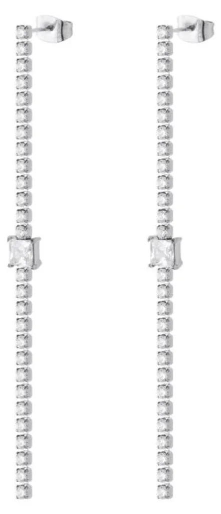 Pendantes d'oreilles en acier rhodié et cristaux brillants pour elle