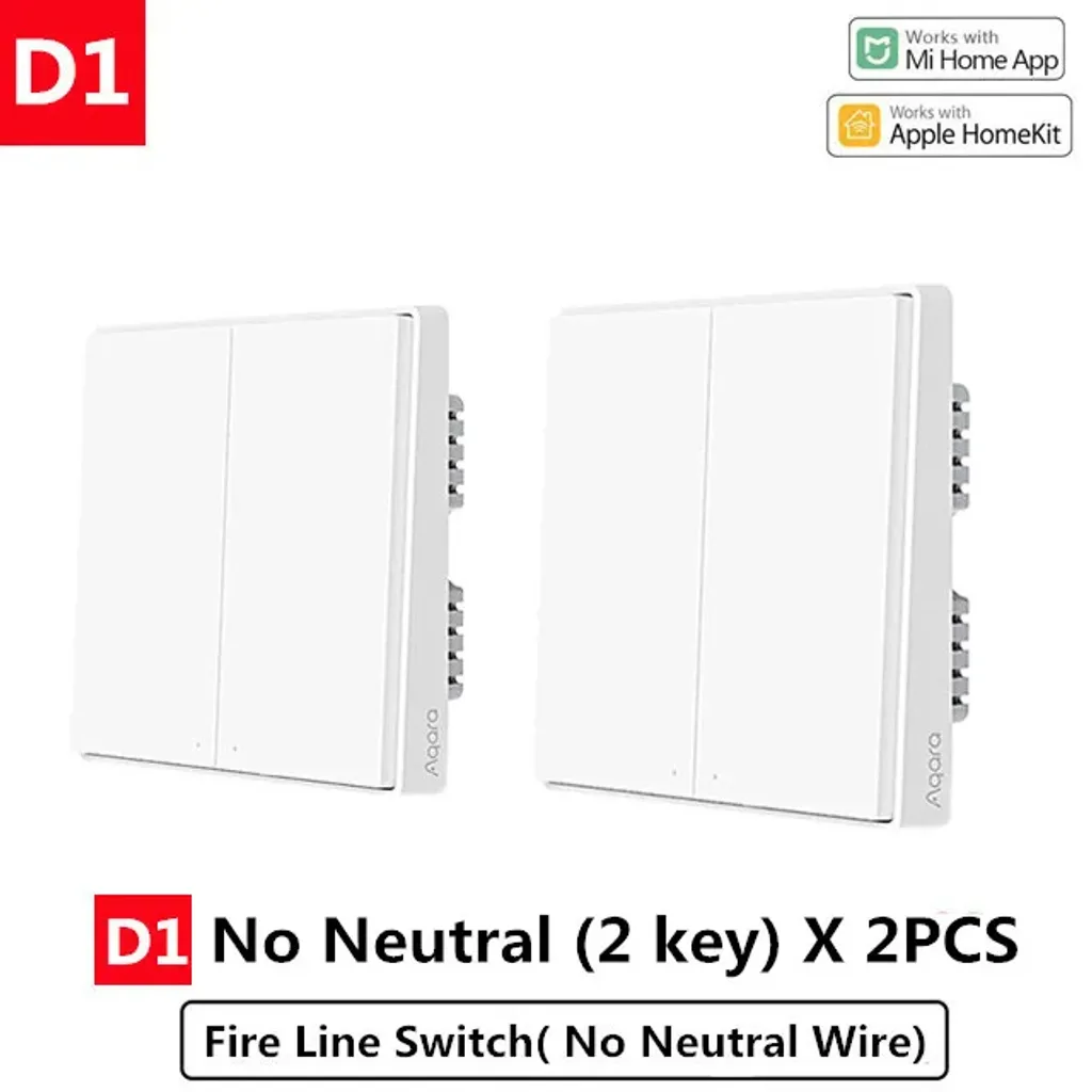 Interrupteur Connecté Zigbee Aqara D1 sans Neutre 2 Voies Commande à Distance