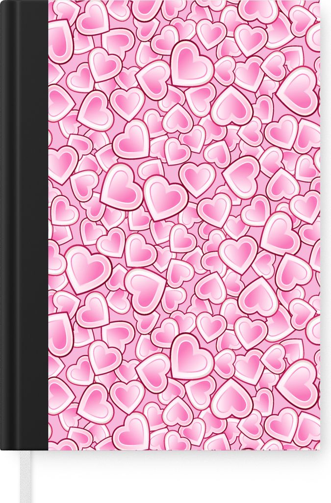 MuchoWow Notizbuch Tagebuch Haushaltsbuch Notebook A5 Mädchen - Herzen - Rosa - Muster - Mädchen - Kind - Kinder - Notizblock - Notizheft - Not...