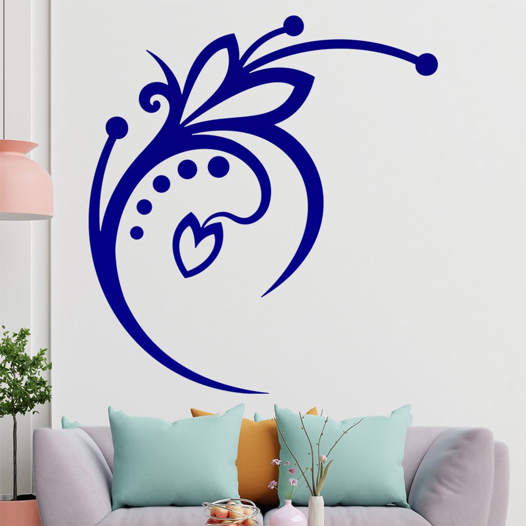 Blume - Linien Punkte Wandtattoo in 6 Größen - Wandaufkleber Wall Sticker - Dekoration, Küche, Wohnzimmer, Schlafzimmer, Badezimmer