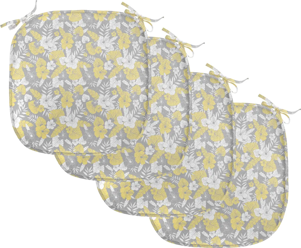 Coussin de Chaise Vintage Hawaïen Imperméable avec Sangles - Lot de 4