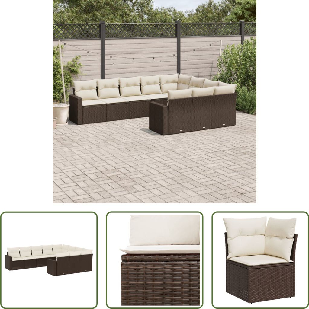 The Living Store 10-tlg. Garten-Sofagarnitur mit Kissen Produktbild 