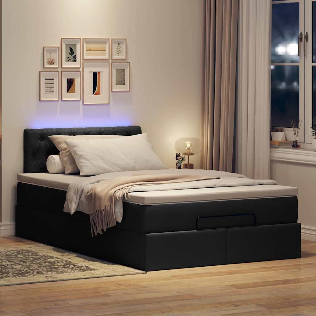 Maison Exclusive - Ottomane Bett mit Matratze & LEDs Schwarz 120x190 cm Stoff