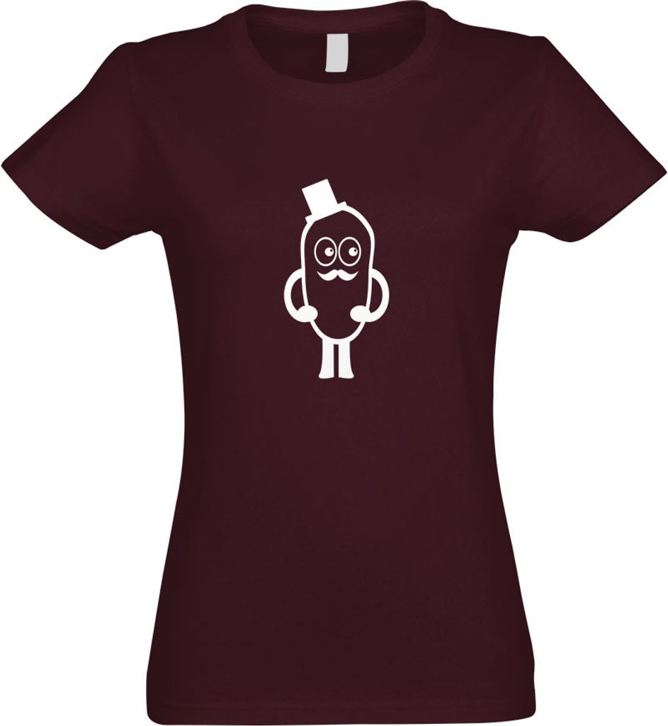 Kiwistar - T-Shirt tailliert - Damen - Burgund - Mr. Mustache - mit Motiv Bedruckt - Funshirt Design - Sport - Freizeit - Damen - XXL