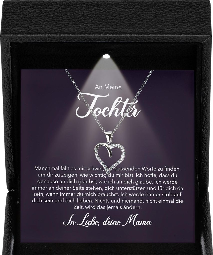 22Feels Liebe Tochter Geschenk Mädchen Schmuck Frauen - Silber 925/000 Herz Halskette - Konfirmation Firmung 18. Geburtstag Weihnachten Schulabsch...