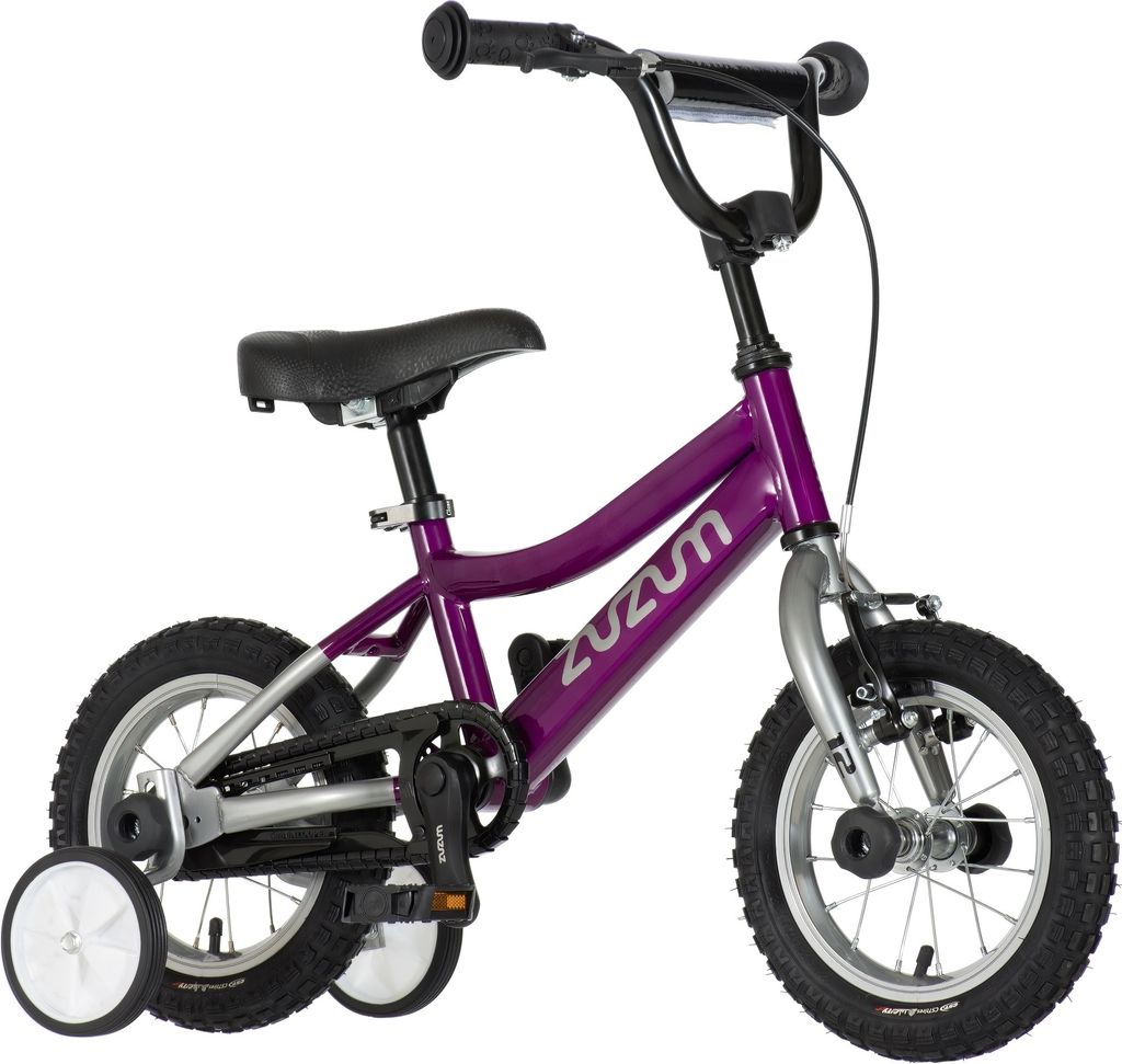 Zuzum Kindergerechtes 12 Zoll Kinderfahrrad mit Rücktritt für Kinder ab 2 Jahre, Lila-chrom