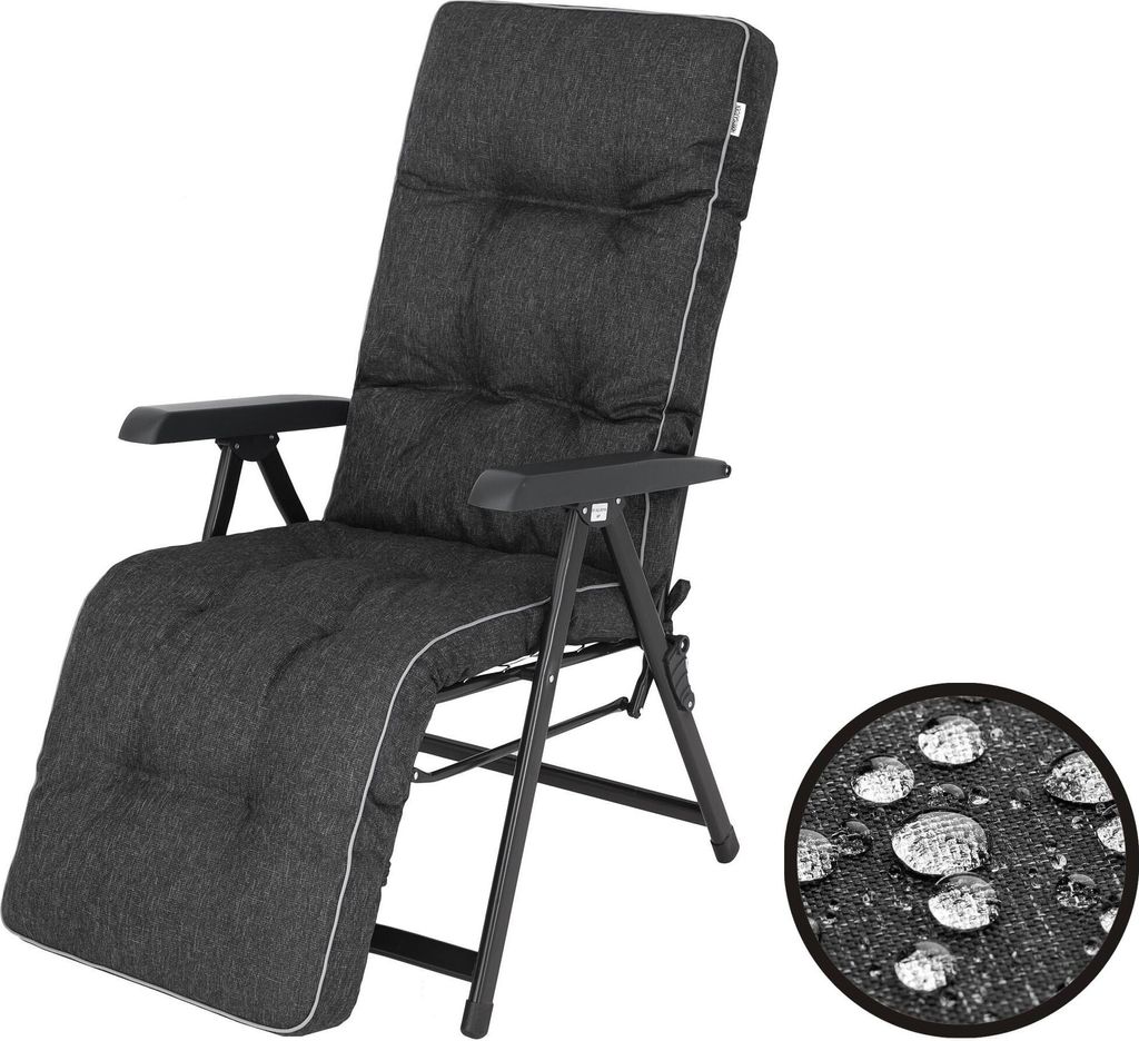 Bjird Liegenauflage Auflage für Gartenstuhl mit Fußstütze, Auflage für Gartenliege Liegestuhl mit mit Bindebänder und Gummi-Befestigungsbände...