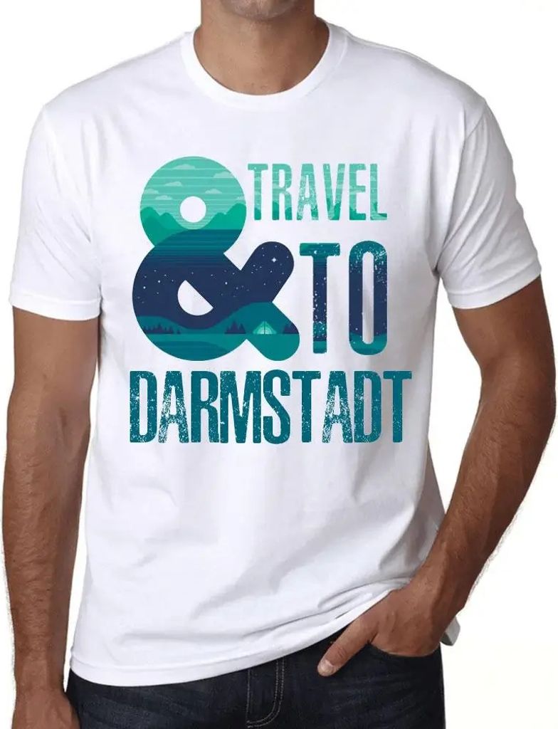 Herren Grafik T-Shirt Und reisen Sie nach Darmstadt – And Travel To Darmstadt – Öko-Verantwortlich Vintage Jahrgang Kurzarm Lustige Druck Gebu...