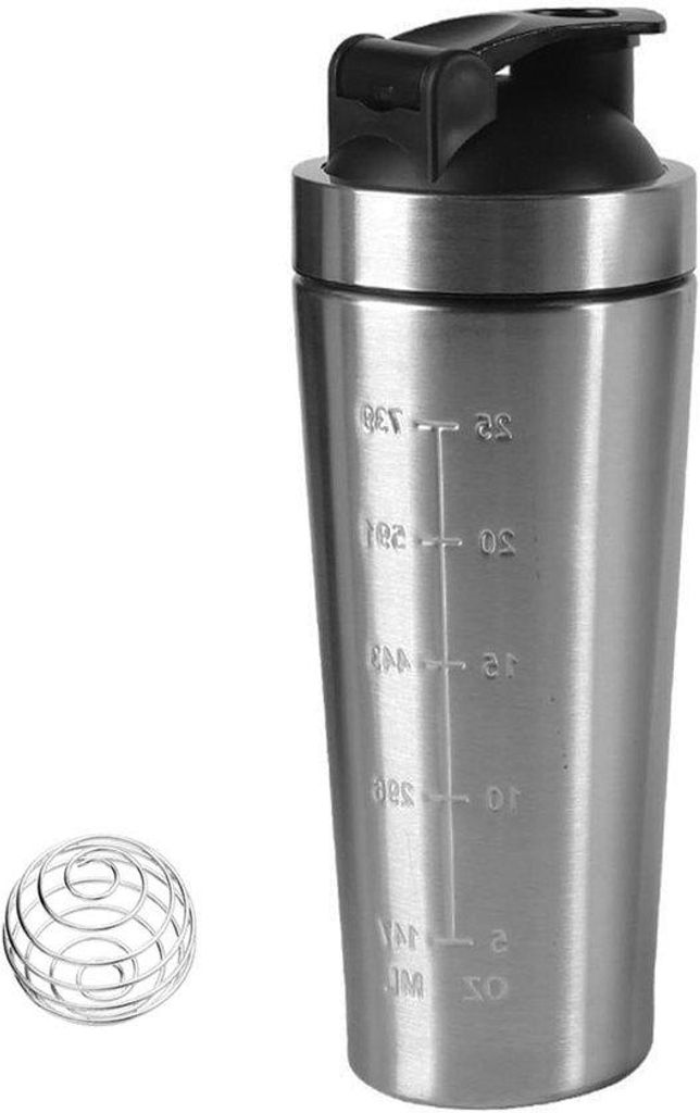Stainless Steel Fitness-Shake-Behälter - Bewegungs-Topf - Eiweiß-Drink-Flasche mit Maßangabe - Proteinschaum-Set mit Rührstab - Shake-Becher f...