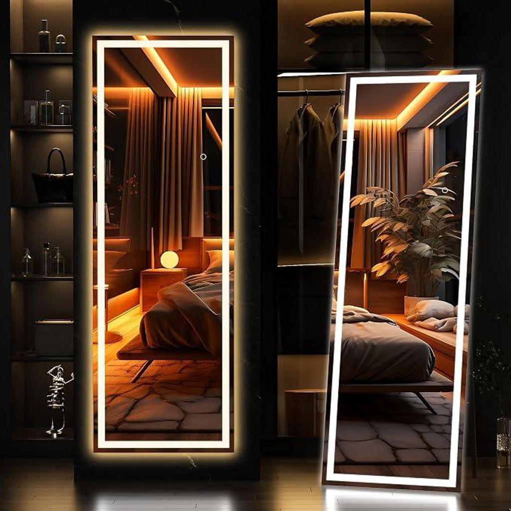 Miroir LED corporel de 140x40 cm avec éclairage, miroir sur Image du produit 