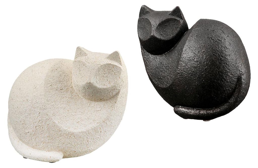 Gilde Figuur, kat, "Gea", kunsthars, zwart, wit, L. 10,5 Productafbeelding 