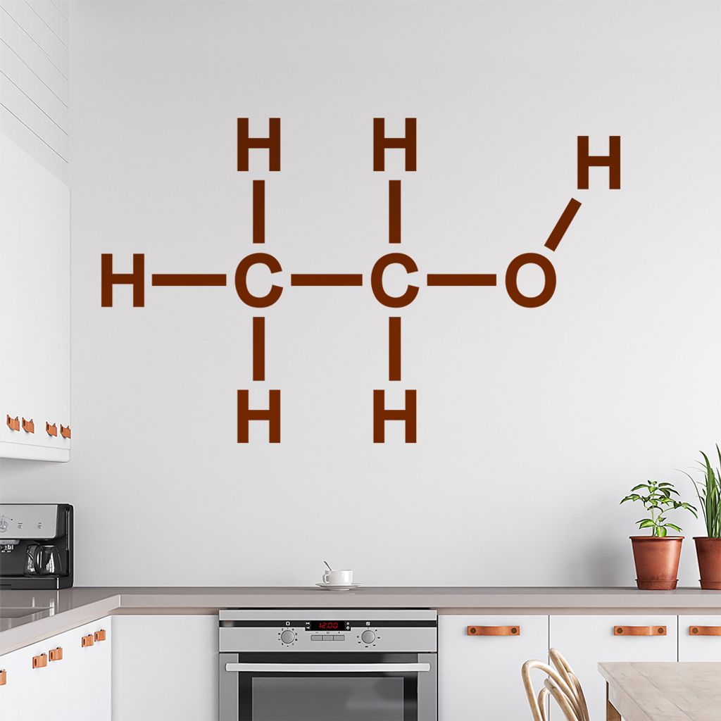 Ethanol Alkohol Äthanol Wandtattoo in 6 Größen - Wandaufkleber Wall Sticker - Dekoration, Küche, Wohnzimmer, Schlafzimmer, Badezimmer