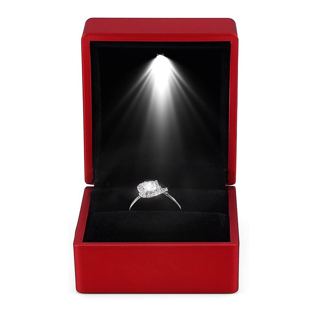 Ring Box, Modieuze LED Verlichte Ring Opbergdoos Sieraden Vitrine Geschenkdoos (Leeg)(blauw Ring Box, Modieuze LED Verlichte Ring Opbergdoos Sieraden Vitrine Geschenkdoos (Leeg)(blauw