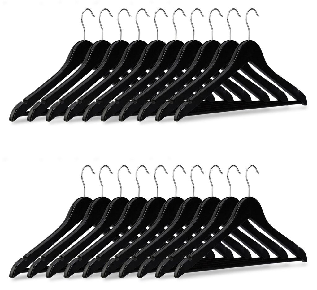 40 houten kledinghangers, garderobehangers, klassiek Productafbeelding 