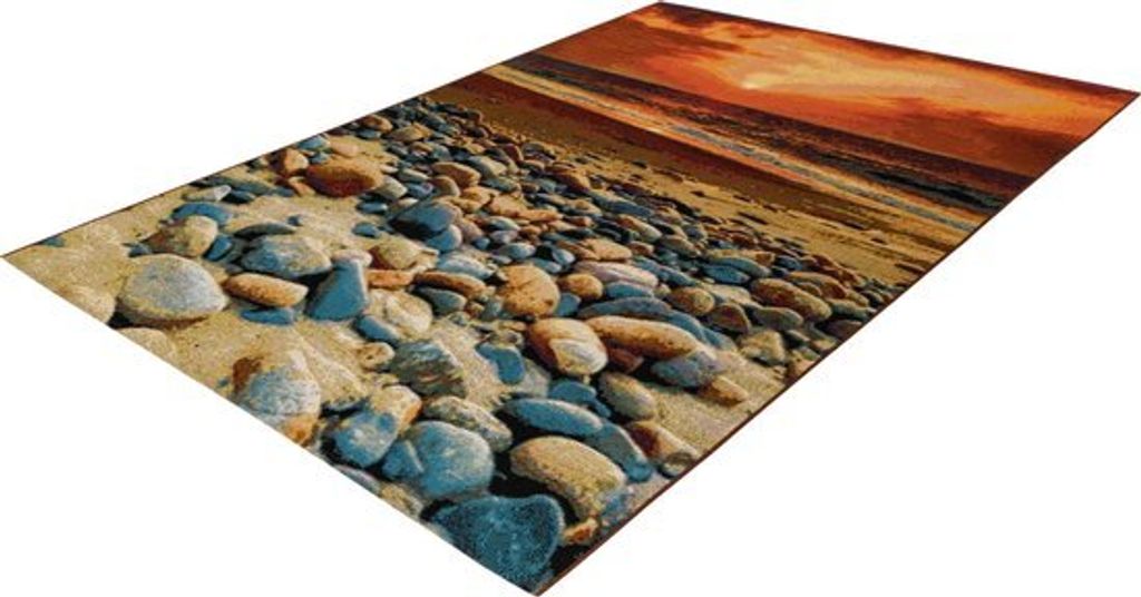 Lalee Summer - Teppich - Outdoor - Outdoor - Flachgewebe - Garten - Sonnenuntergangsteppich - Strand Teppich - Rocks Teppich - 80x150 cm - multi terra