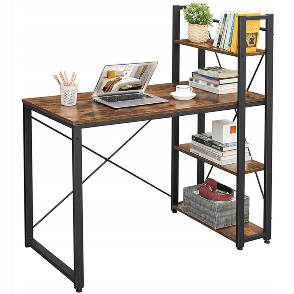 Rebiko Eleganter Schreibtisch im Industriestil Bürotisch, Moderner Schreibtisch Funktioneller
