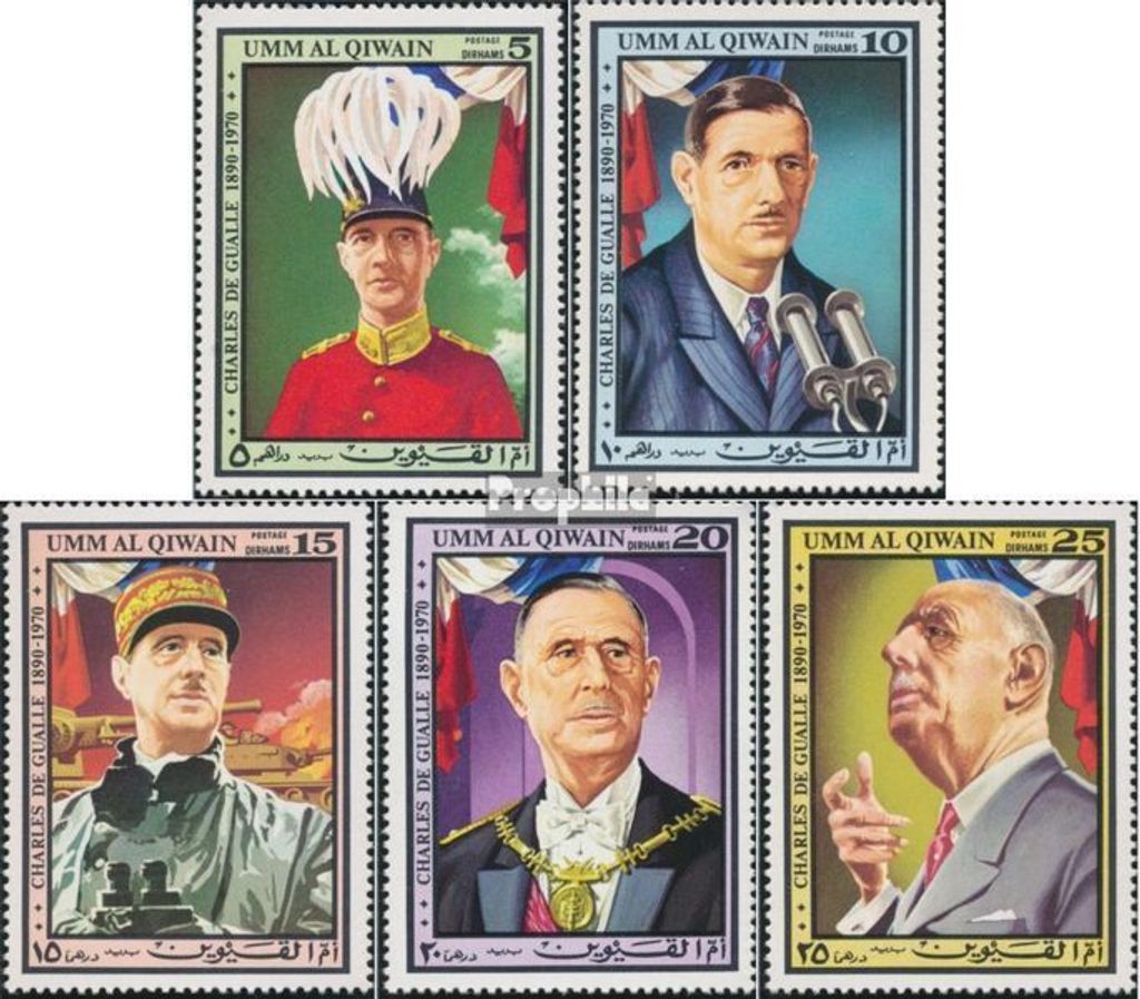 Briefmarken Umm al Kaiwain 1972 Mi 610A-614A (kompl.Ausg.) postfrisch General Charles de Gaulle