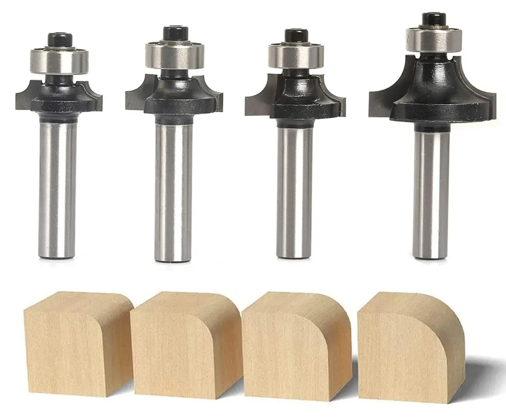 Jeu 4 Fraises à Arrondir 8mm avec Roulement - Finition Pro sans Marque