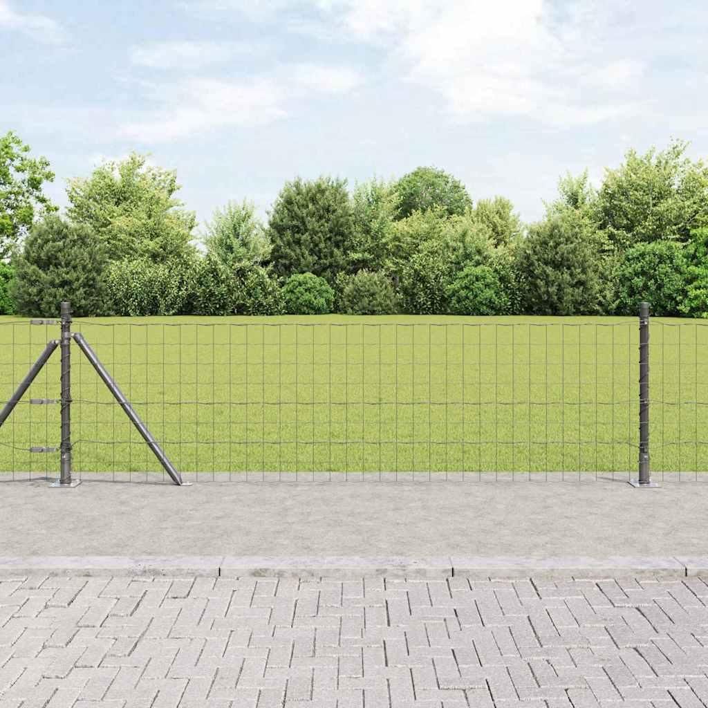 Zaun mit Pfosten Grau 0,6 x 10 m Stahl